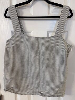 J.Crew Linen Blend Striped Square Neck Tank Top | Size Medium